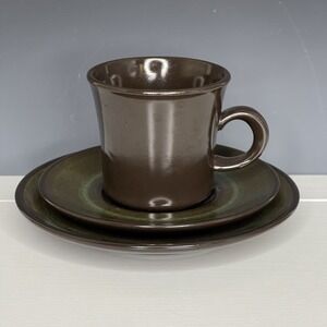 Franciscan Madeira Stoneware 3-Pc Teacup & Saucer Luncheon Set Bread Plate MCM